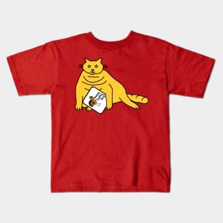 Chubby Cat with Thanksgiving Turkey Greetings Kids T-Shirt